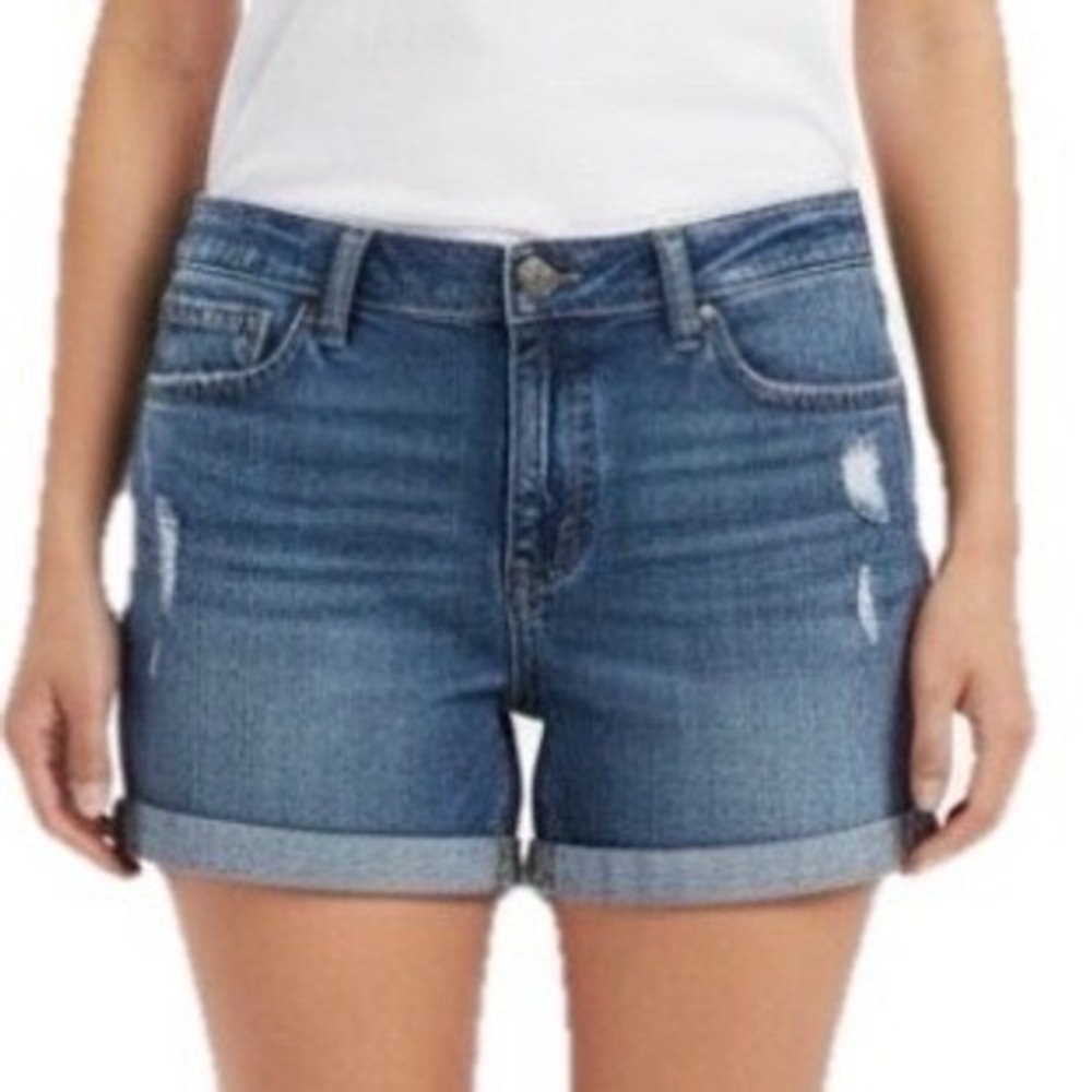 Banana Republic Denim Shorts Women‎ 29 Blue Roll-Up Distressed Premium Denim